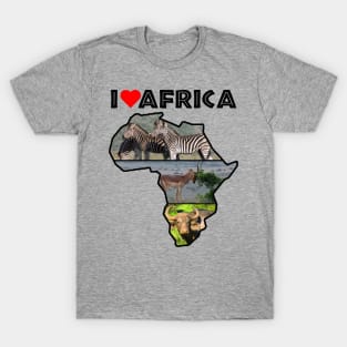 I Love Africa Wildlife Collage Map T-Shirt